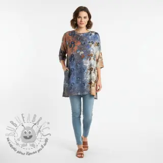 Tessuto di cotone TIE DYE EMBROIDERY Poppy design I