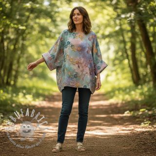 Tessuto di cotone TIE DYE EMBROIDERY Poppy design C