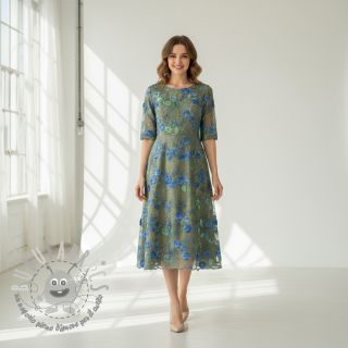 Tessuto di cotone TIE DYE EMBROIDERY Poppy design B