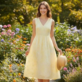 Tessuto di cotone EMBROIDERY Tie-Dye yellow