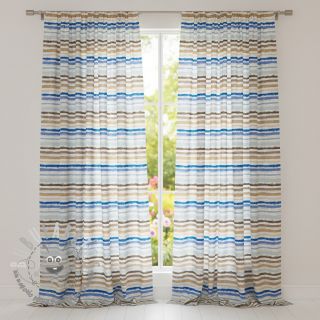 Tessuto di cotone Big stripes Snoozy old blue