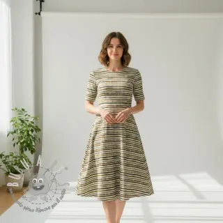 Tessuto di cotone Small stripes Snoozy taupe