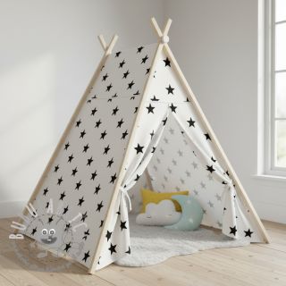 Tessuto di cotone Stars white/black