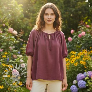 Tessuto di cotone SLUB WASHED mauve