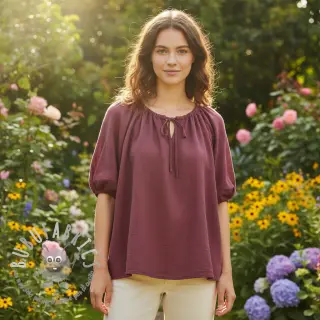 Tessuto di cotone SLUB WASHED mauve