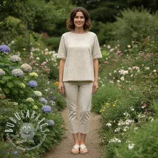 Tessuto di cotone EMBROIDERY GABARDINE Luana natural