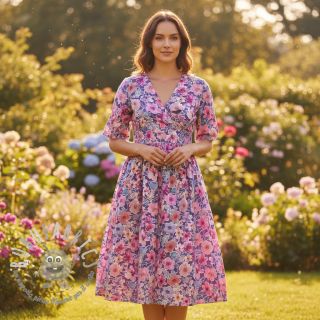 Tessuto di cotone Significant flowers purple digital print