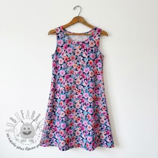 Tessuto di cotone Significant flowers navy digital print