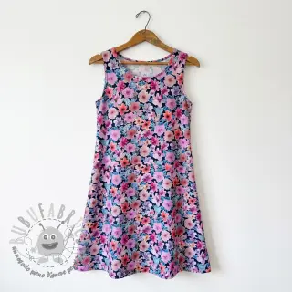 Tessuto di cotone Significant flowers navy digital print