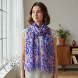 Tessuto di cotone SATIN Purple flowers digital print