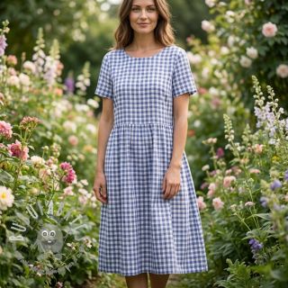 Tessuto di cotone Check lavender