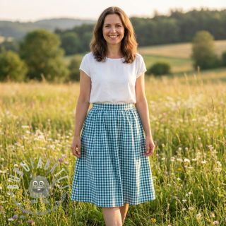 Tessuto di cotone Check petrol