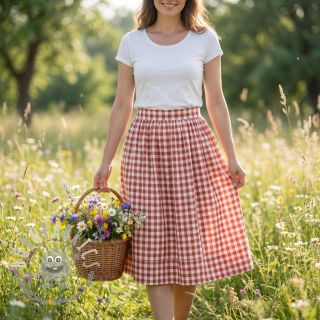 Tessuto di cotone Check terra