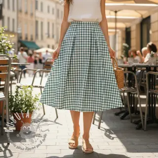 Tessuto di cotone Check teal