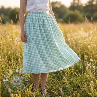 Tessuto di cotone Check mint