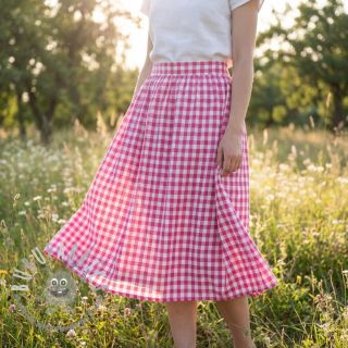 Tessuto di cotone Check fuchsia