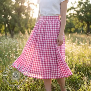 Tessuto di cotone Check fuchsia