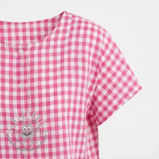 Tessuto di cotone Check fuchsia