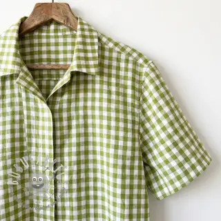Tessuto di cotone Check old lime