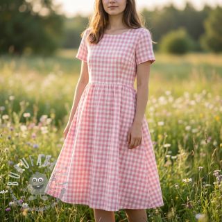 Tessuto di cotone Check rosa