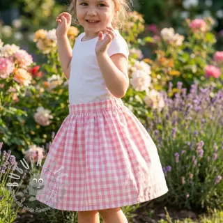 Tessuto di cotone Check rosa