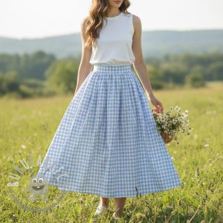 Tessuto di cotone Check light blue