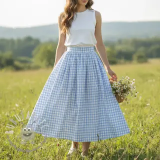 Tessuto di cotone Check light blue