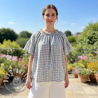Tessuto di cotone Check grey