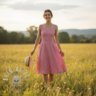 Tessuto di cotone Check red