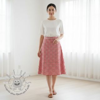 Tessuto di cotone Check red