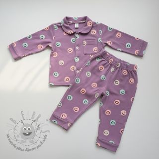 Tessuto di cotone FLANNEL Happy faces lavender