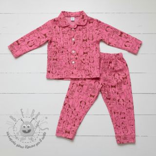 Tessuto di cotone FLANNEL Dogs pink