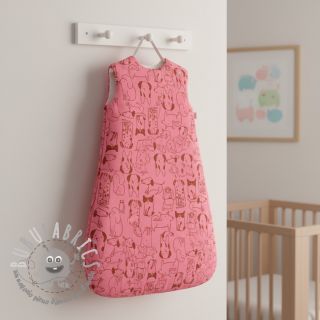 Tessuto di cotone FLANNEL Dogs pink