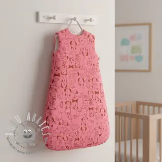 Tessuto di cotone FLANNEL Dogs pink