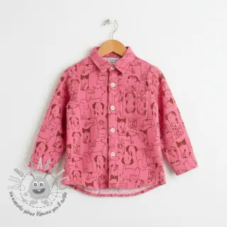 Tessuto di cotone FLANNEL Dogs pink