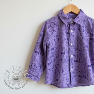 Tessuto di cotone FLANNEL Dogs purple