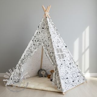 Tessuto di cotone FLANNEL Dogs off white