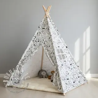 Tessuto di cotone FLANNEL Dogs off white