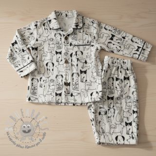 Tessuto di cotone FLANNEL Dogs off white