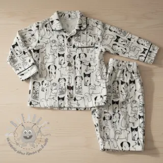 Tessuto di cotone FLANNEL Dogs off white