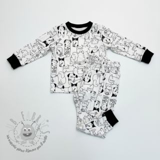 Tessuto di cotone FLANNEL Dogs off white