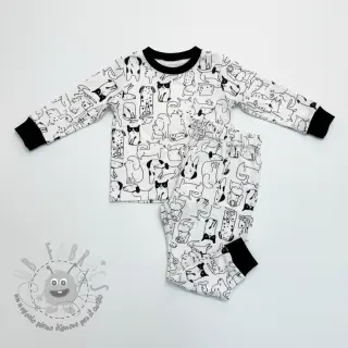 Tessuto di cotone FLANNEL Dogs off white