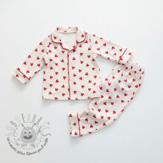 Tessuto di cotone FLANNEL Hearts off white