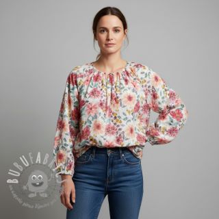 Tessuto di cotone Flower Sonja red digital print