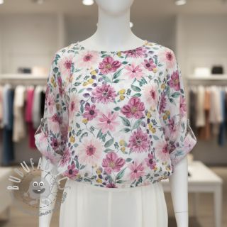 Tessuto di cotone Flower Sonja mauve digital print