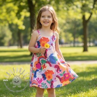 Tessuto di cotone Unicorns multi digital print