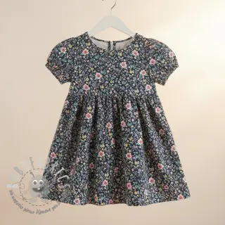 Tessuto di cotone Flowers Tara navy design B digital print