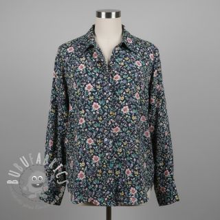 Tessuto di cotone Flowers Tara navy design B digital print