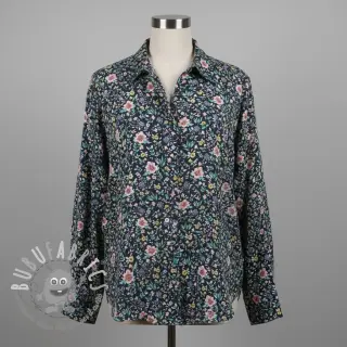 Tessuto di cotone Flowers Tara navy design B digital print