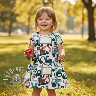 Tessuto di cotone Vehicles off white digital print